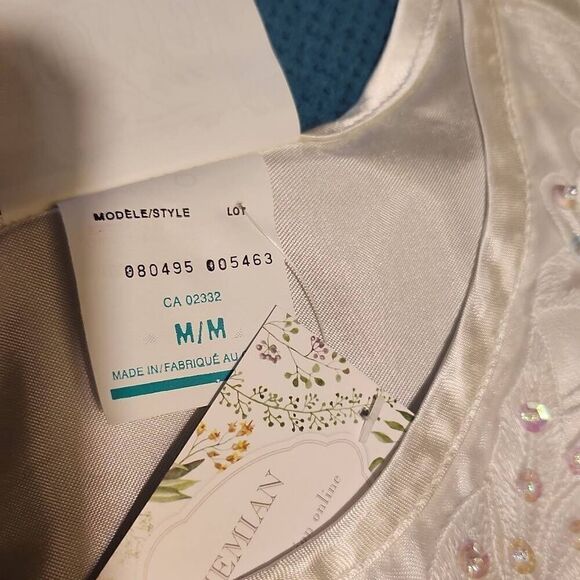 White Vintage Satin Beaded Vintage Tank Top by Try One - Picture 4 of 5